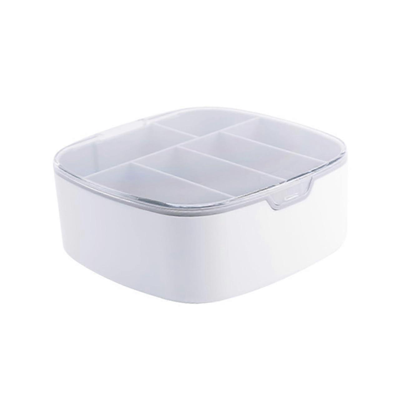 Cable Organizer Box with Clear Lid, 6Grid Tangle Cord Storage for Desktop and Home