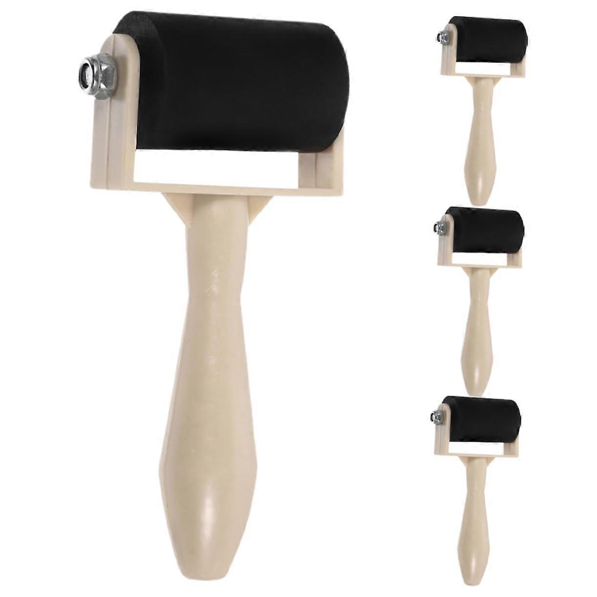 4pcs Rubber Brayer for Block Printing, Smooth Ink Application, Easy Clean, Versatile Art Crafts