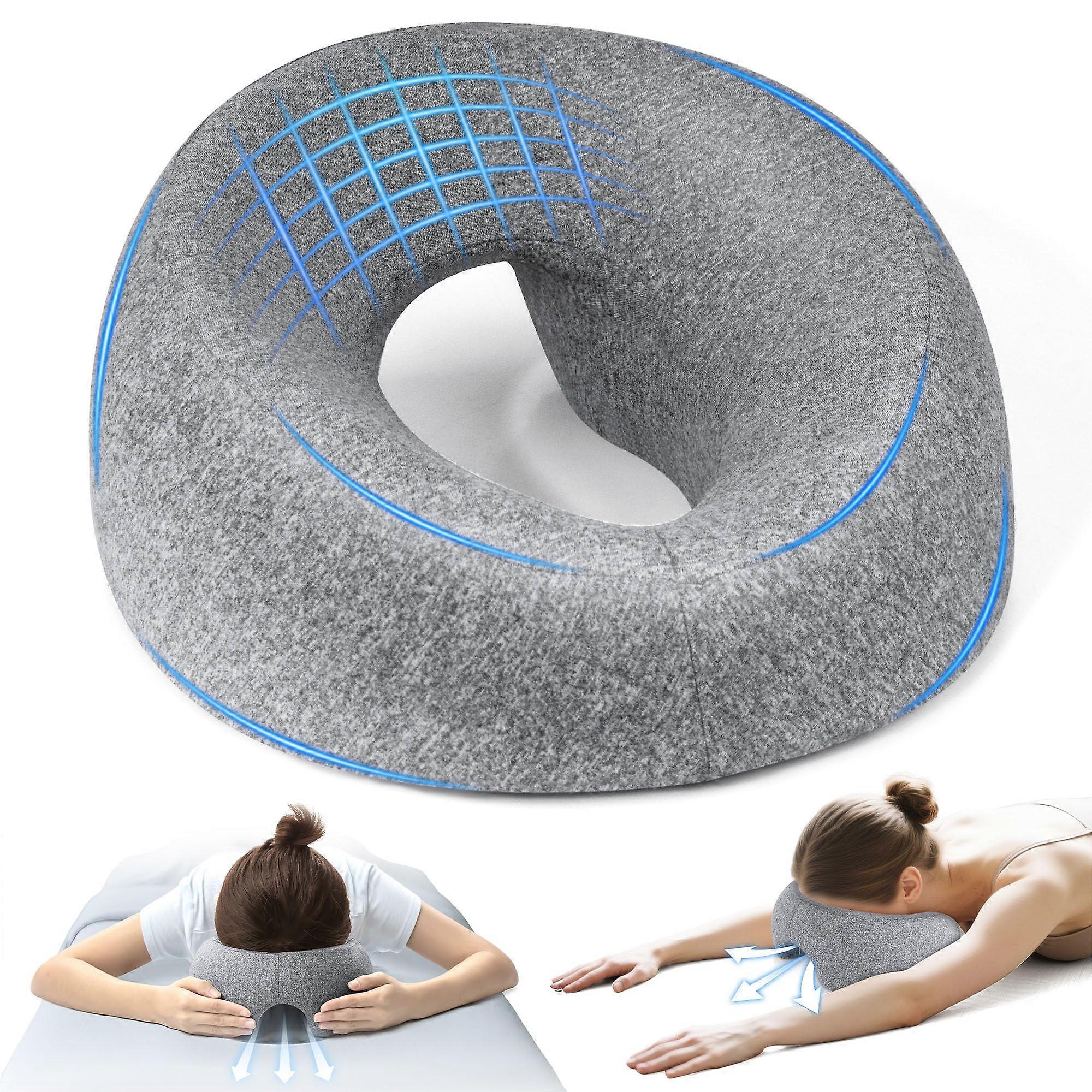 Face Down Pillow for Post Surgery Recovery with Massage Headrest, Pressure Support, Grey
