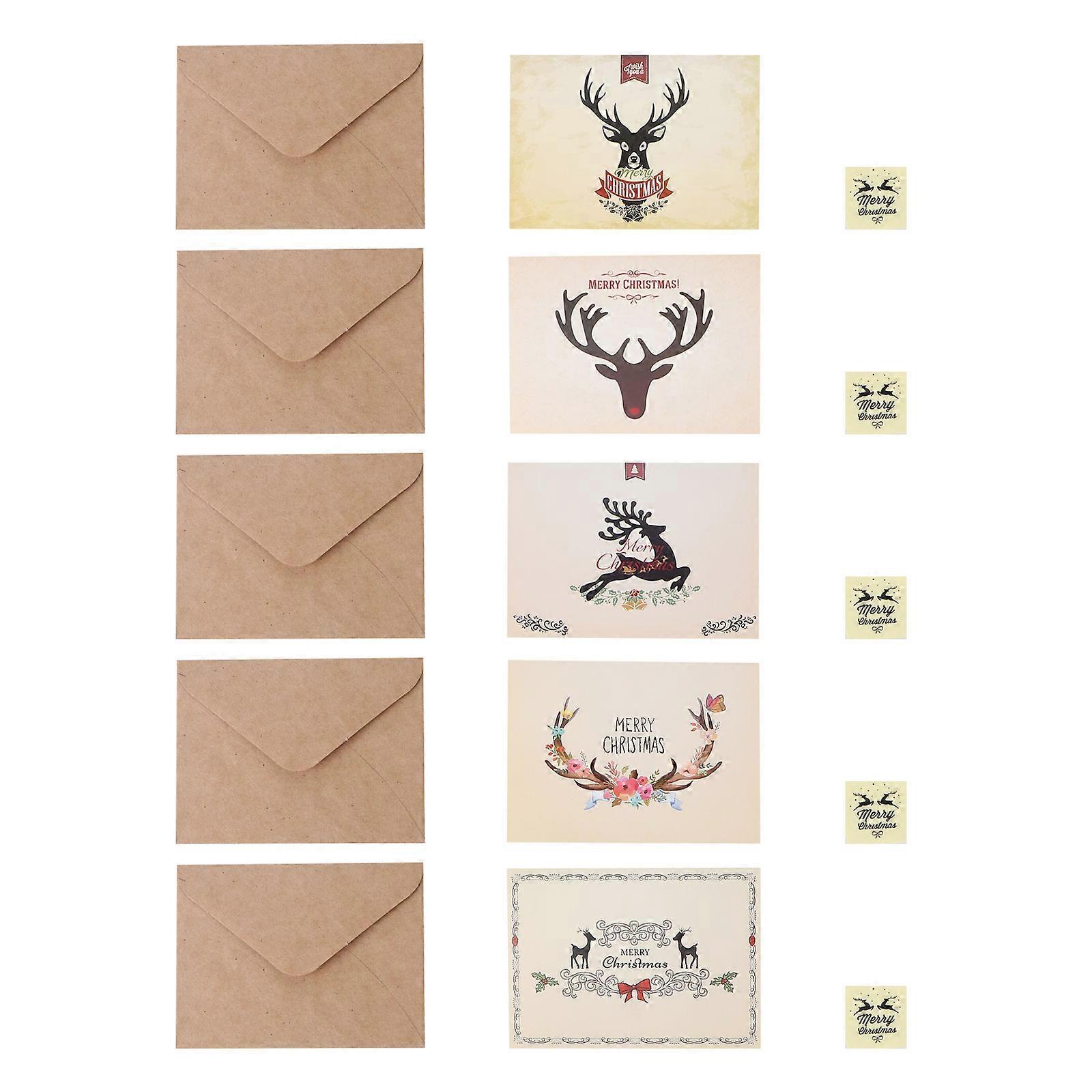 Retro Blessing Set Greeting Card for Christmas 5Sets Included