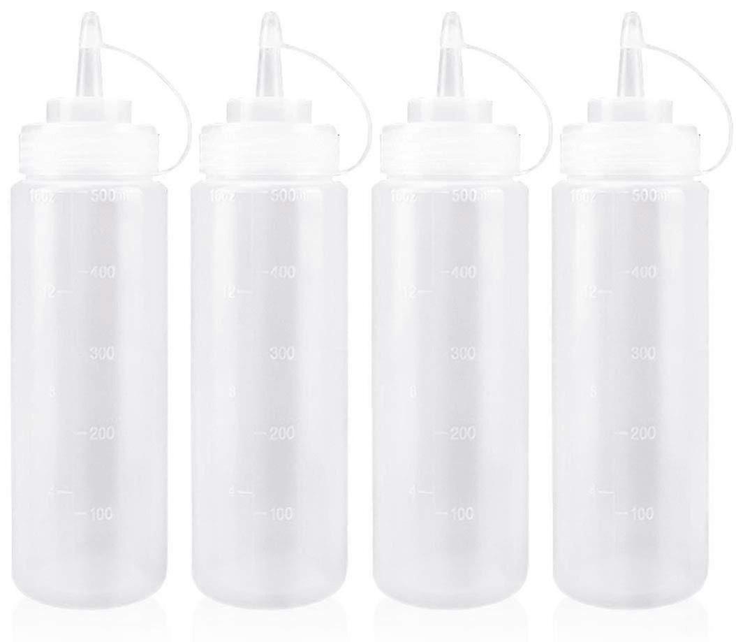500ml Plastic Squeeze Bottle Dispenser Set for Condiments, 4pcs