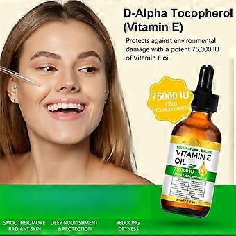 Vitamin-E-Öl 75.000 IE 60 ml – 100 % reines Bio-Vitamin-E-Öl für Haut, Gesicht, Haare und Körper – natürliches Antioxidans gegen Trockenheit, Falten, Narben und Dehnungsstreifen