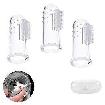 Pet Transparent milky white finger tandborste kompatibel med hundar och katter