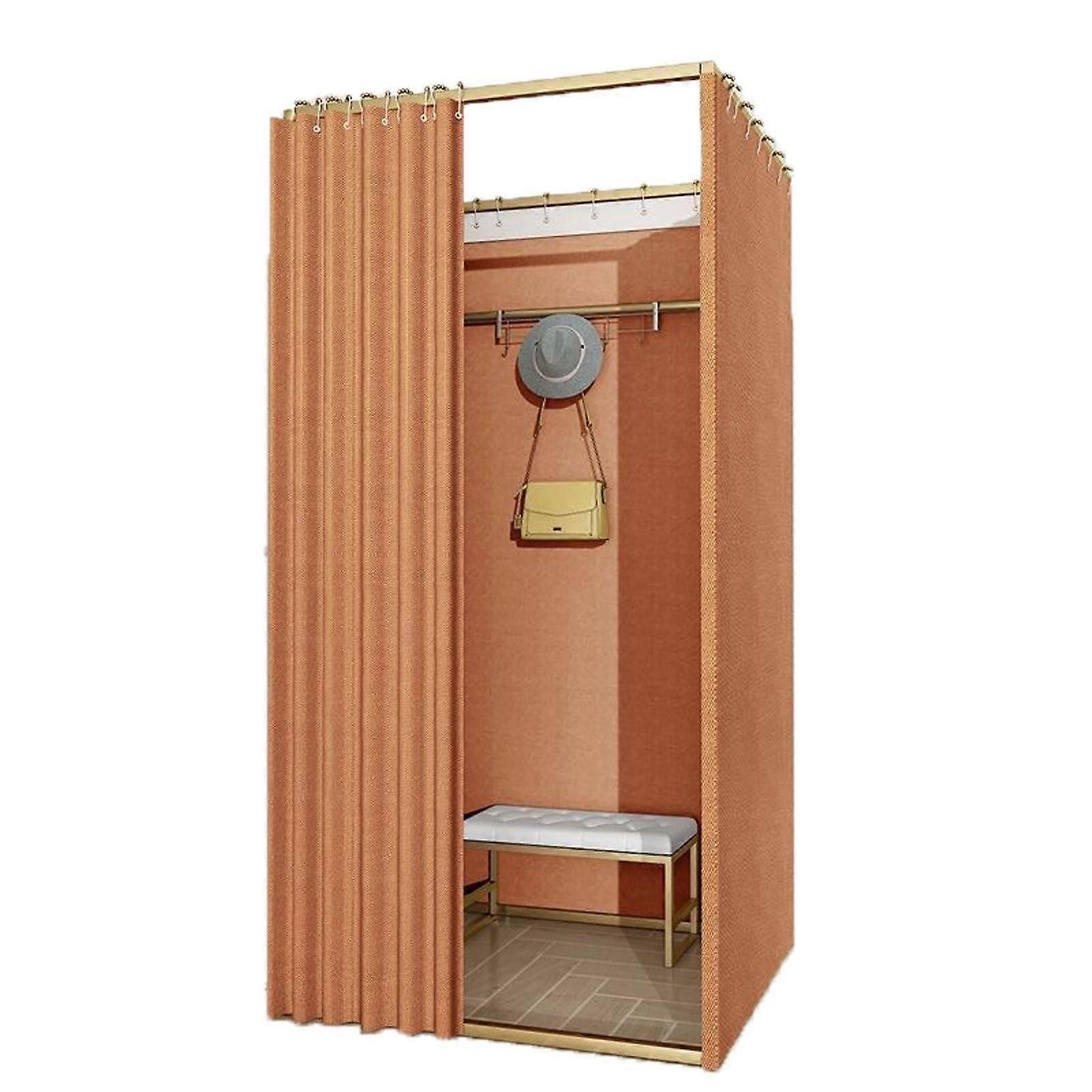 Portable Changing Room with Privacy Partition for Stores, Small Orange Temporary Fitting Booth