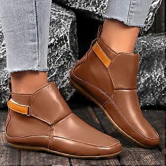 Willtoo dames enkellaarsjes met voetboogondersteuning, brede pasvorm, retro leren laarsjes, geschikt voor casual herfst/winterkleding.