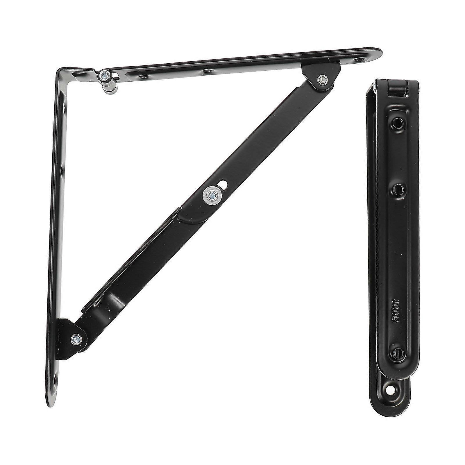 Foldable Clamp Shelf Wall Bracket Hinges Black For Garage Workbench Solid Support 2Pcs