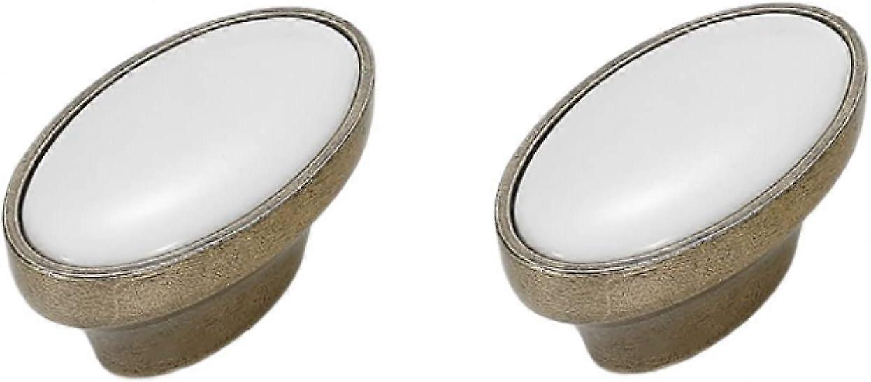 White Ceramic Cabinet Handles Round Drawer Pulls Single Hole Knobs for Kitchen Wardrobe 2pcs