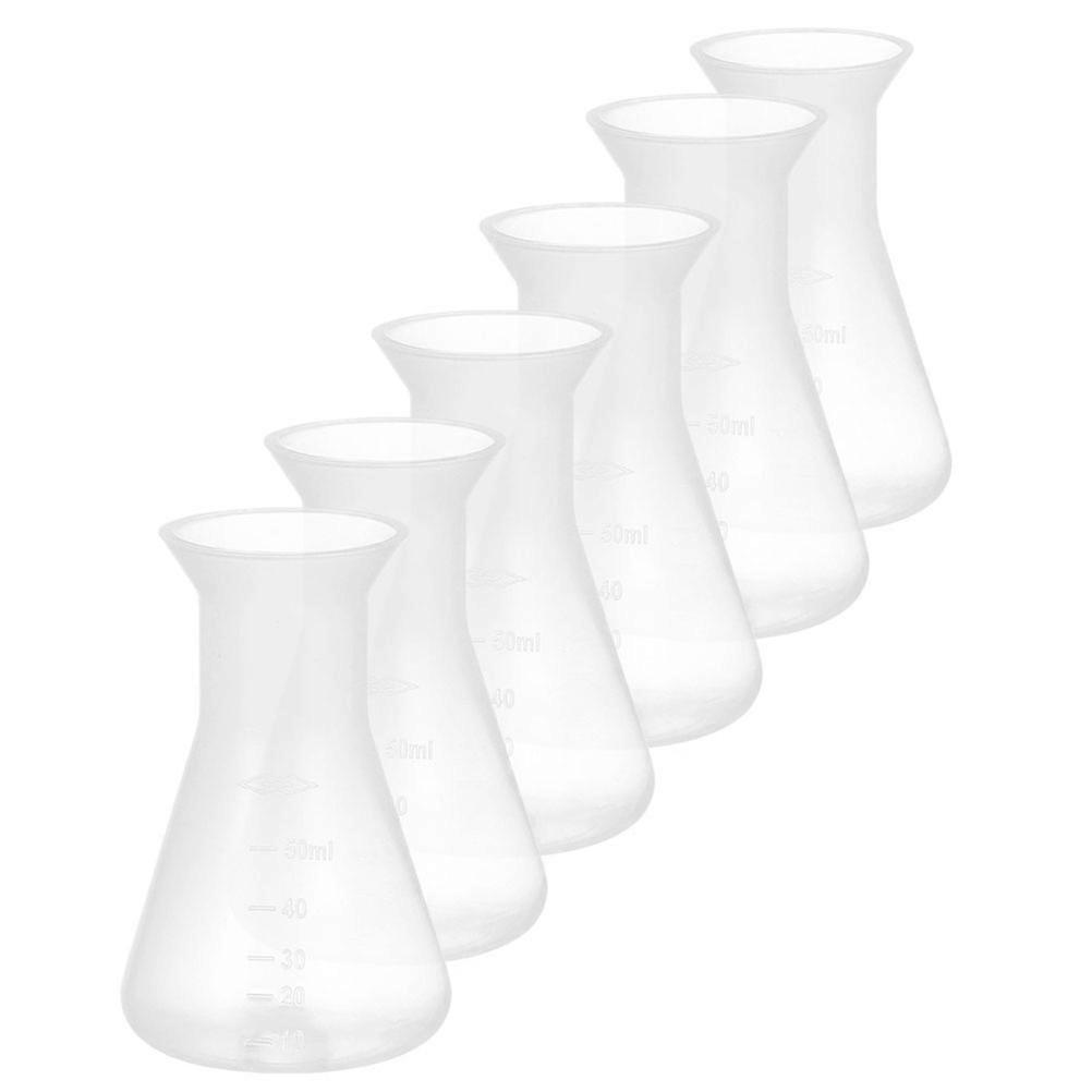 Plastic Flask for Laboratory 6Pcs 50Ml Conical Flask Experiment Gear