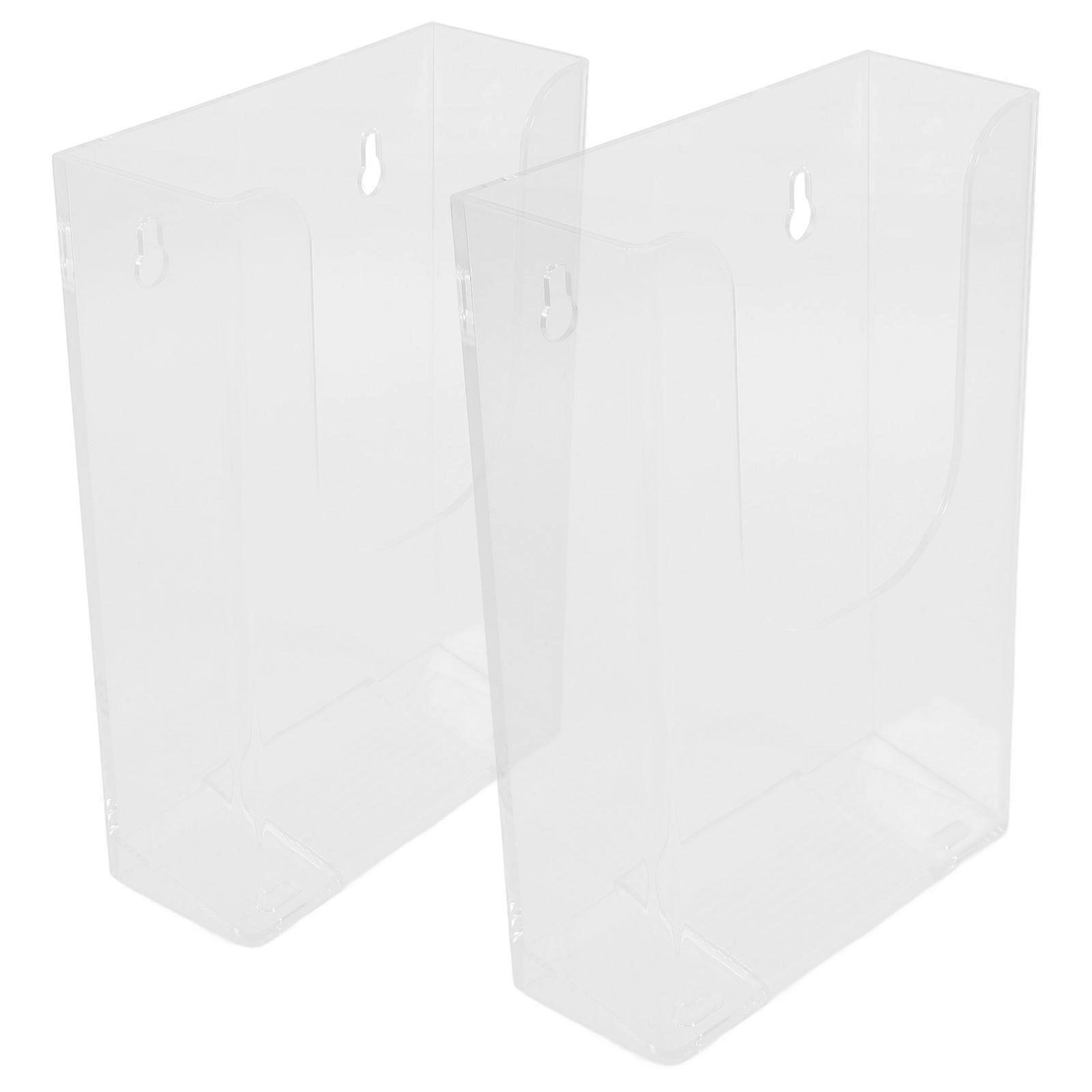 Acrylic Wall Mount Brochure Holder Clear for 2Pcs Storage Use