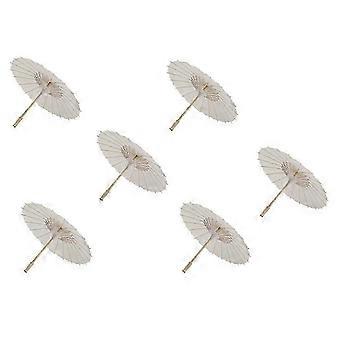 6PCS Paper Parasol 60Cm Beach Umbrella White DIY Umbrella Photography Props compatible with Baby Shower Wedding