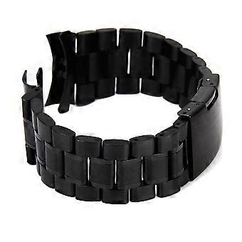Edelstahl-Uhrenarmband, massiv, mit Faltschließe, 4-teilig, schwarz