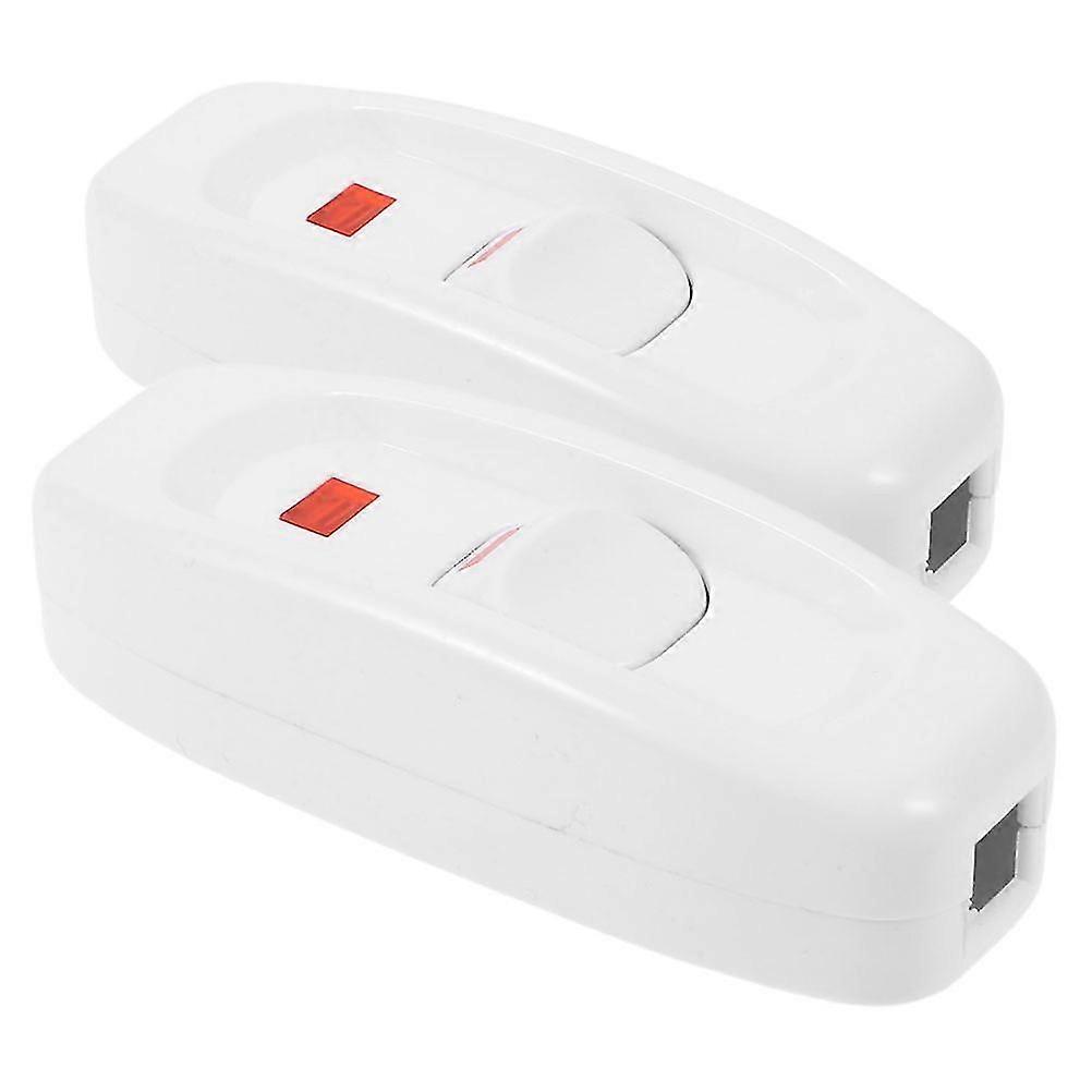 Electrical Button Switch White Light Switch Inline For Bedside Lamps With Indicator Light 6Pcs
