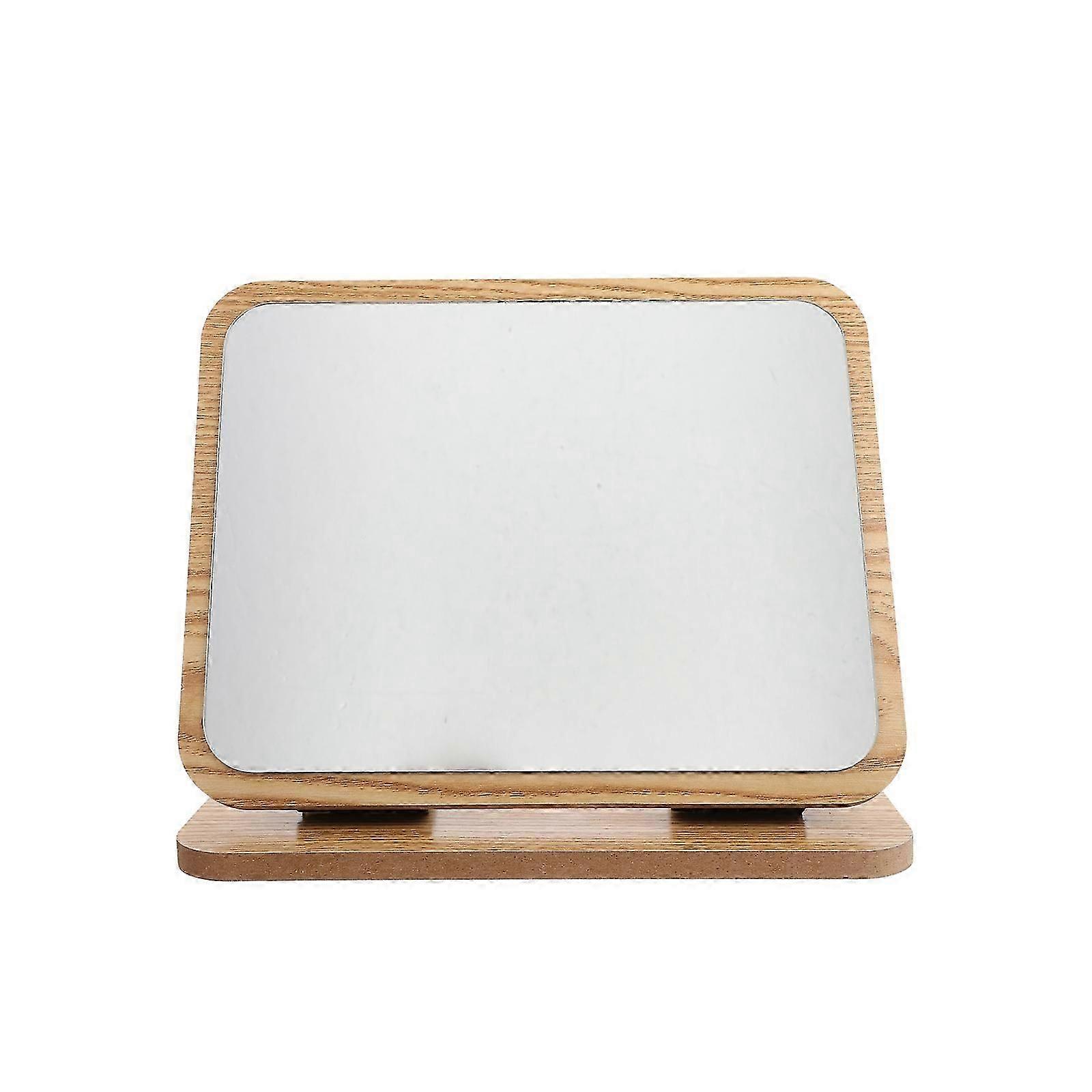 Wooden Tabletop Makeup Mirror, HD Clear Reflection, Adjustable Angle, For Home Use