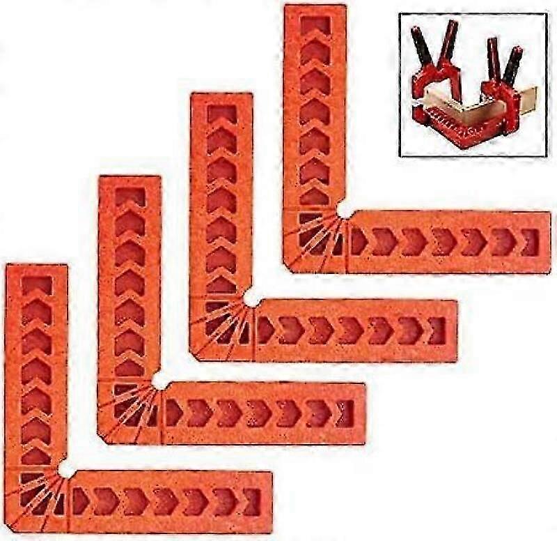 4 Pieces 90 Degree Positioning Brackets, L-Shaped Right Angle Locator with 45-Degree and 22.5-Degree Scales for Woodworking, Frames, Boxes