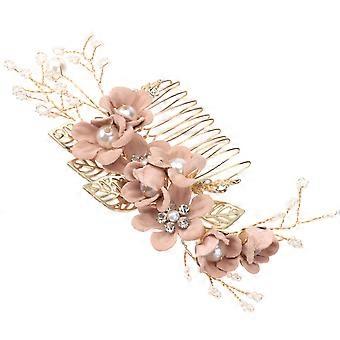 Mode Haarkam Kristallen Hoofdtooi Legering Strass Bruids Haaraccessoires Haardecoratie (Roze)