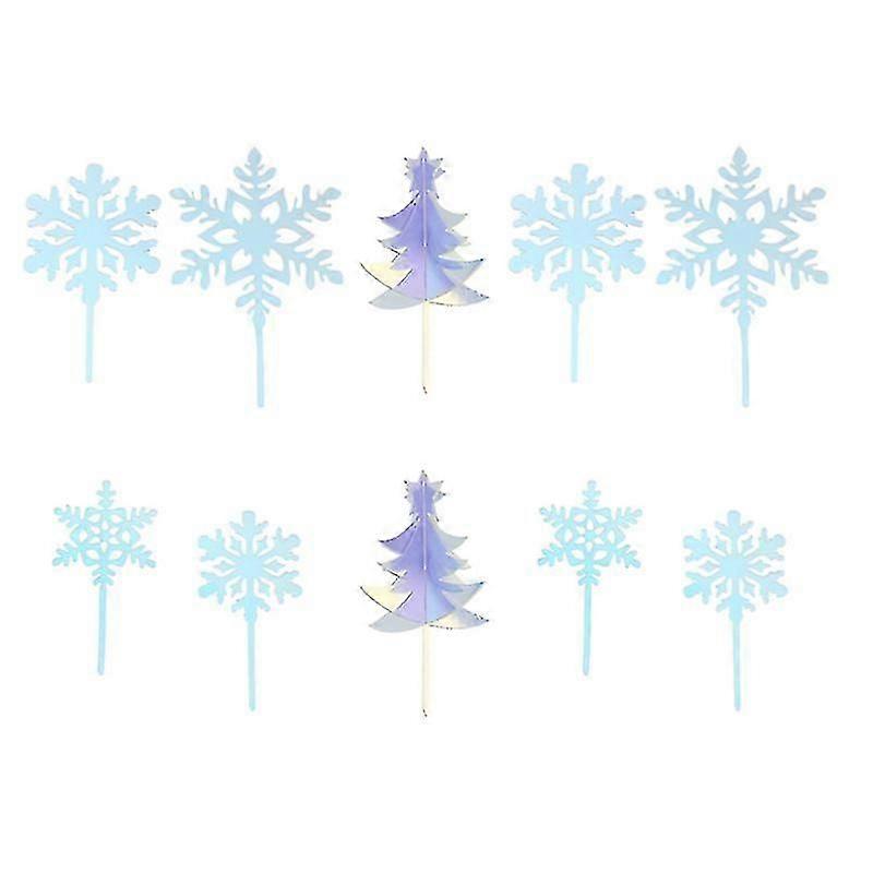 10pcs cake decorations, Snowflake Shaped Toppers Decor