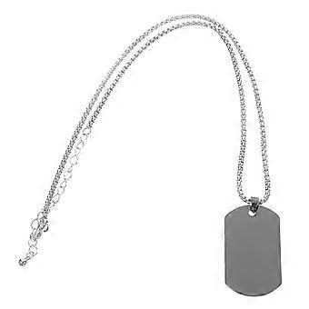 Military Dog Tag Real Mens Titanium Steel Pendant Chain Necklace (Silver)