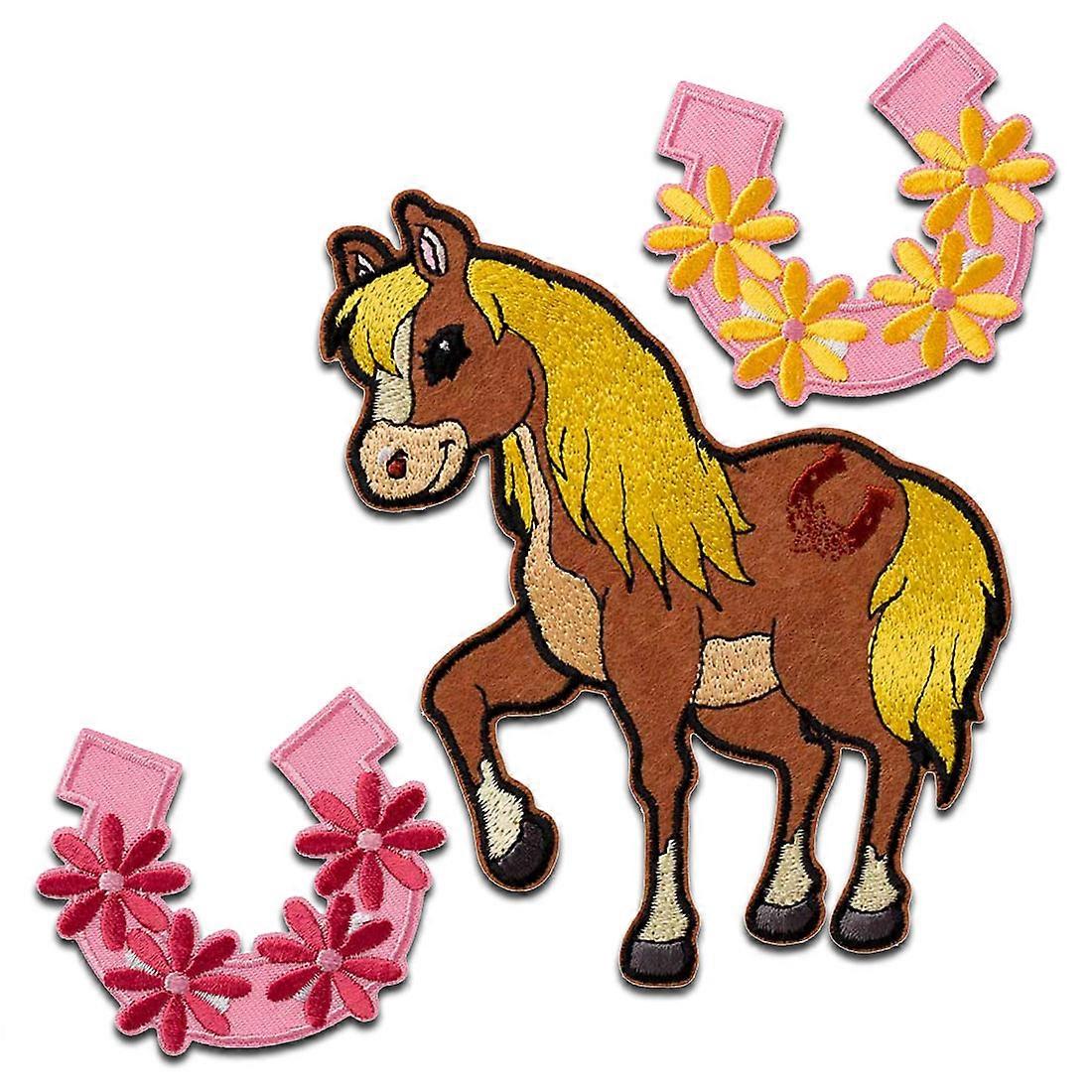 Horse Set - Patch, Iron-on Patch, Iron on Patch, Size: 13.5 x 10 cm