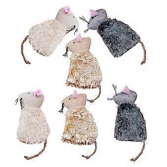 6pcs Plush Mice Shaped Toy Interactive Stuffed Cat Toy Cartoon Plush Mice Cat Toys
