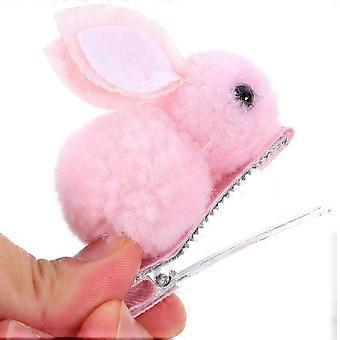 Presilhas de cabelo de coelho de pelúcia, acessórios para meninas, presilhas de tecido com orelhas de coelho e garras, 20 unidades, rosa.