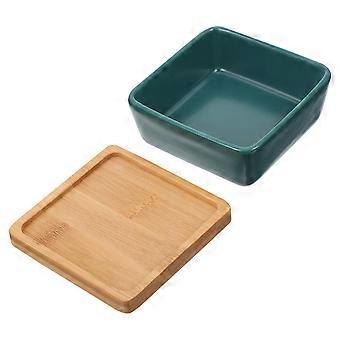 Kitten Food Dish for Water Feeding 1Set with Stable Wooden Tray
