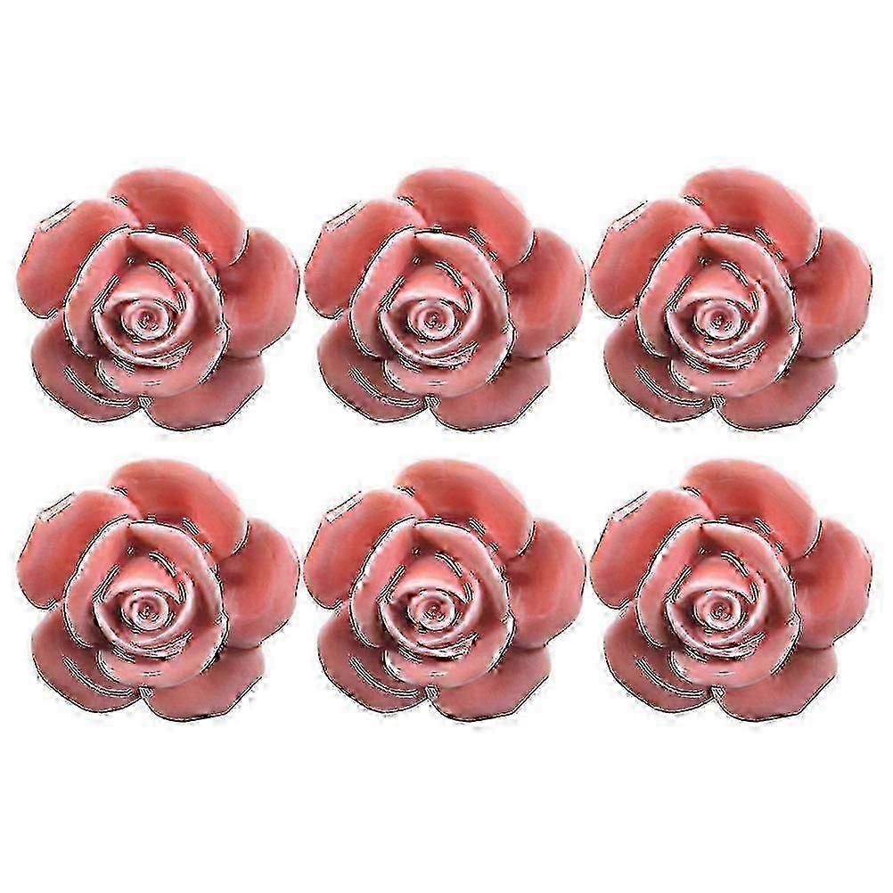 Unique Knobs Flower Dresser Knobs Creative Shape Design Pink 4CM 6Pcs