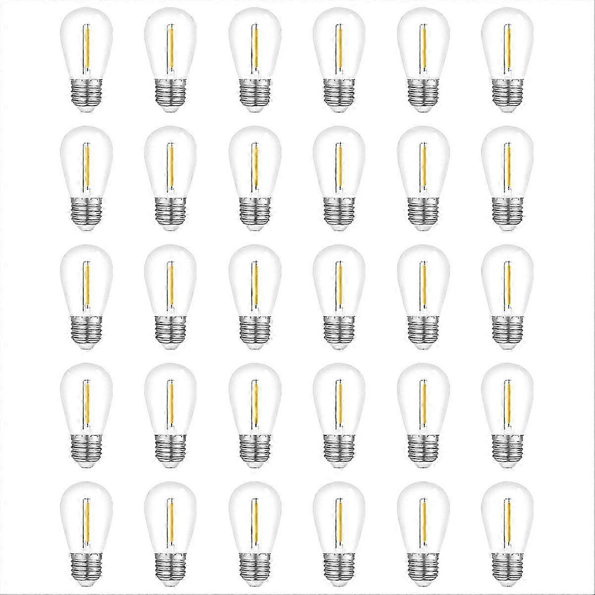 30-Pack Outdoor String Light Bulbs, Waterproof S14 Replacement Bulb, E26 Base Warm White