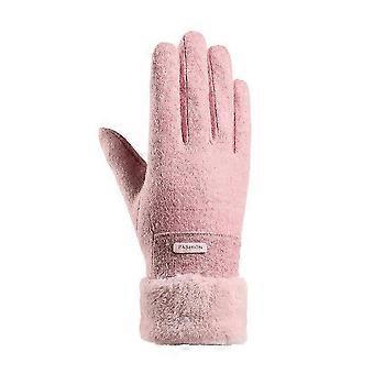 Winterse warme touchscreen-handschoenen voor dames met met fleece gevoerde gebreide winterhandschoenen voor koud weer