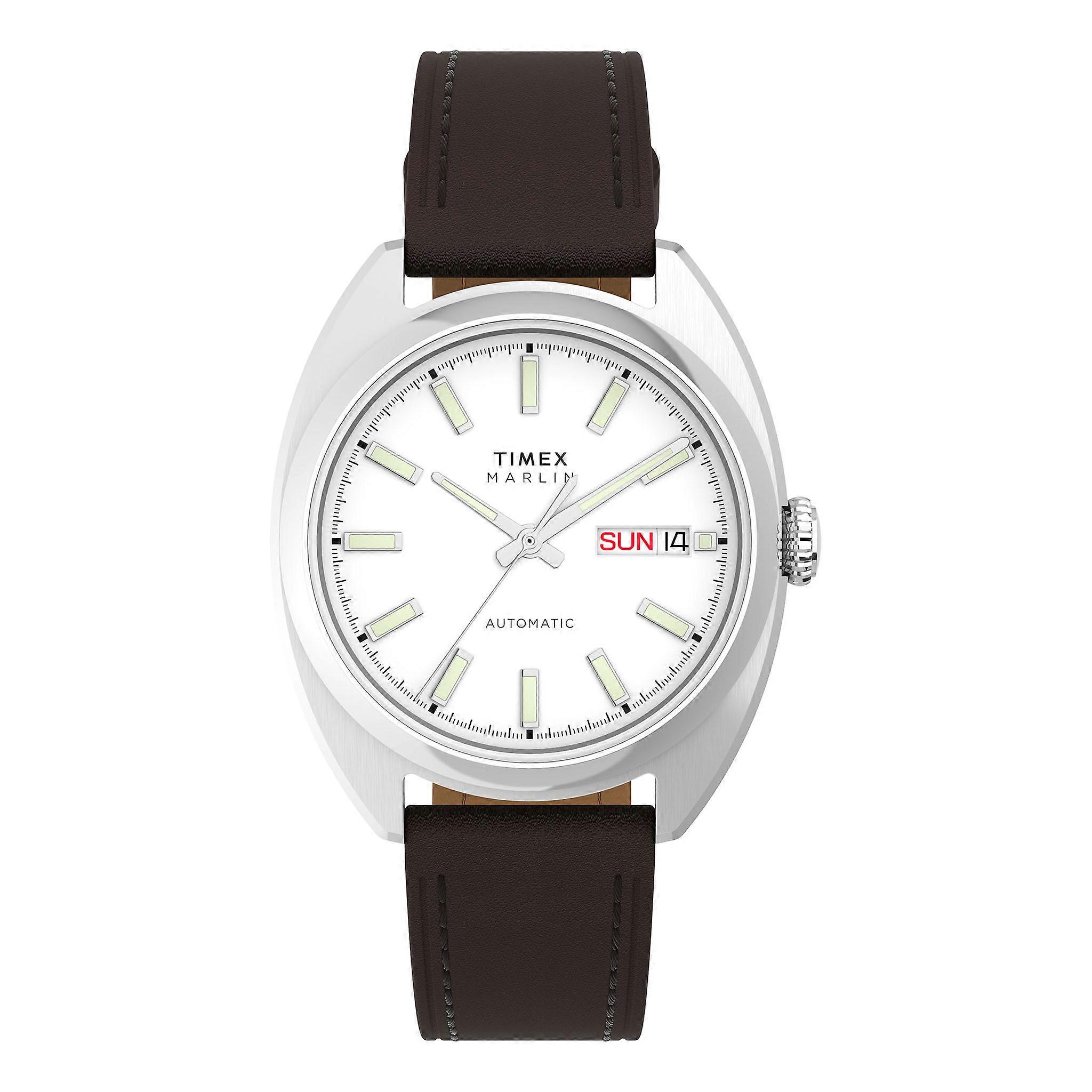 Timex Marlin Draper Automatic 37mm Leather Strap Watch TW2Y65200