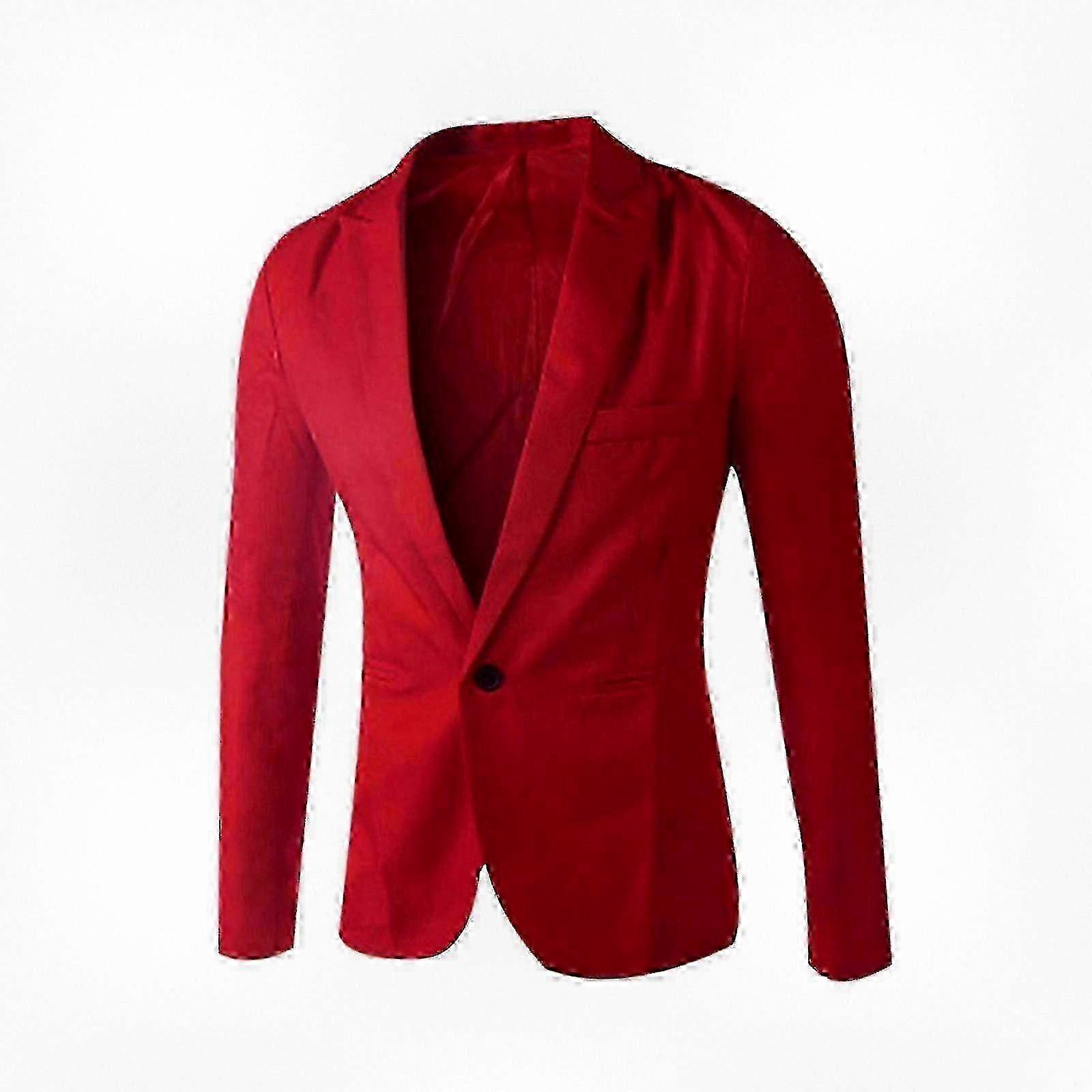 Men's Solid Color Single-Button Business Blazer Coat