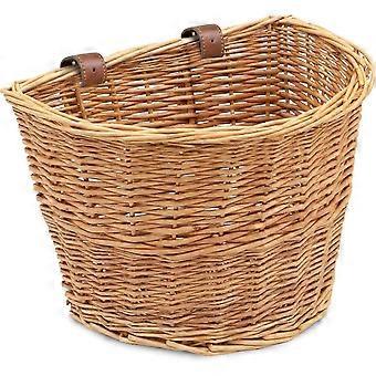 Retro Woven Wicker Front Handle Bicycle Basket, Rattan Storage Basket in Pastoral Style