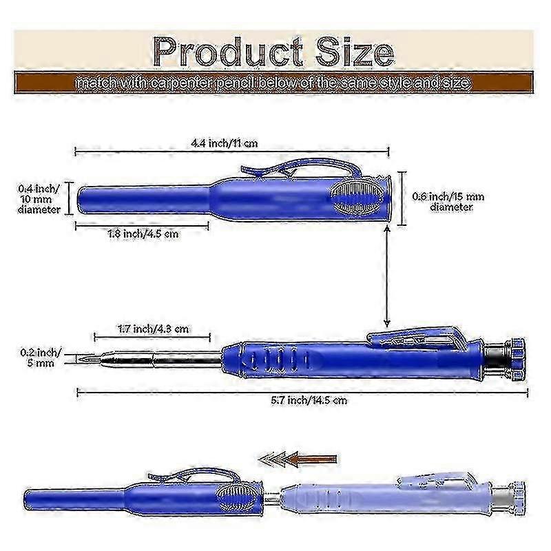 2 Pack Solid Carpenter Pencils , Scribe Tool With Built-in Sharpener compatible with Construction Woodworking A