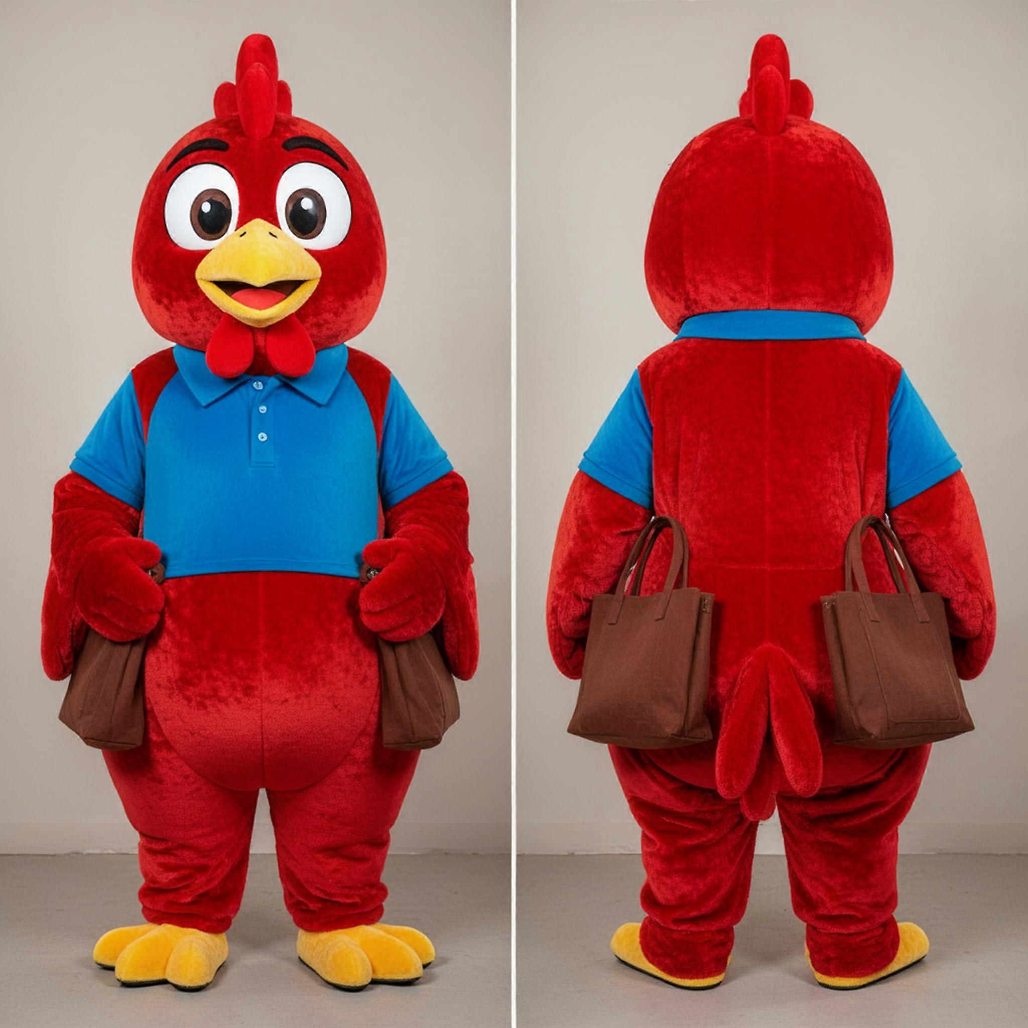 MASTICOT Velvety Red Fluffy Hens Mascot