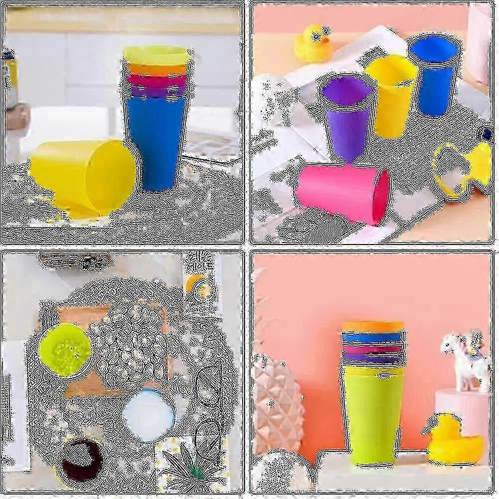 24 wiederverwendbare Plastikbecher für Kinder, 6 leuchtende Farben, bruchsicher, ideal für Camping und Outdoor-Aktivitäten, BPA-frei