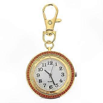 Quartz Pocket Watch with Diamond-Style Face, Key Buckle, and Hanging Loop, 1 Piece