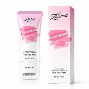 At Home Hair Straightening Cream with Brush Applicator for Frizzy Curly Hair