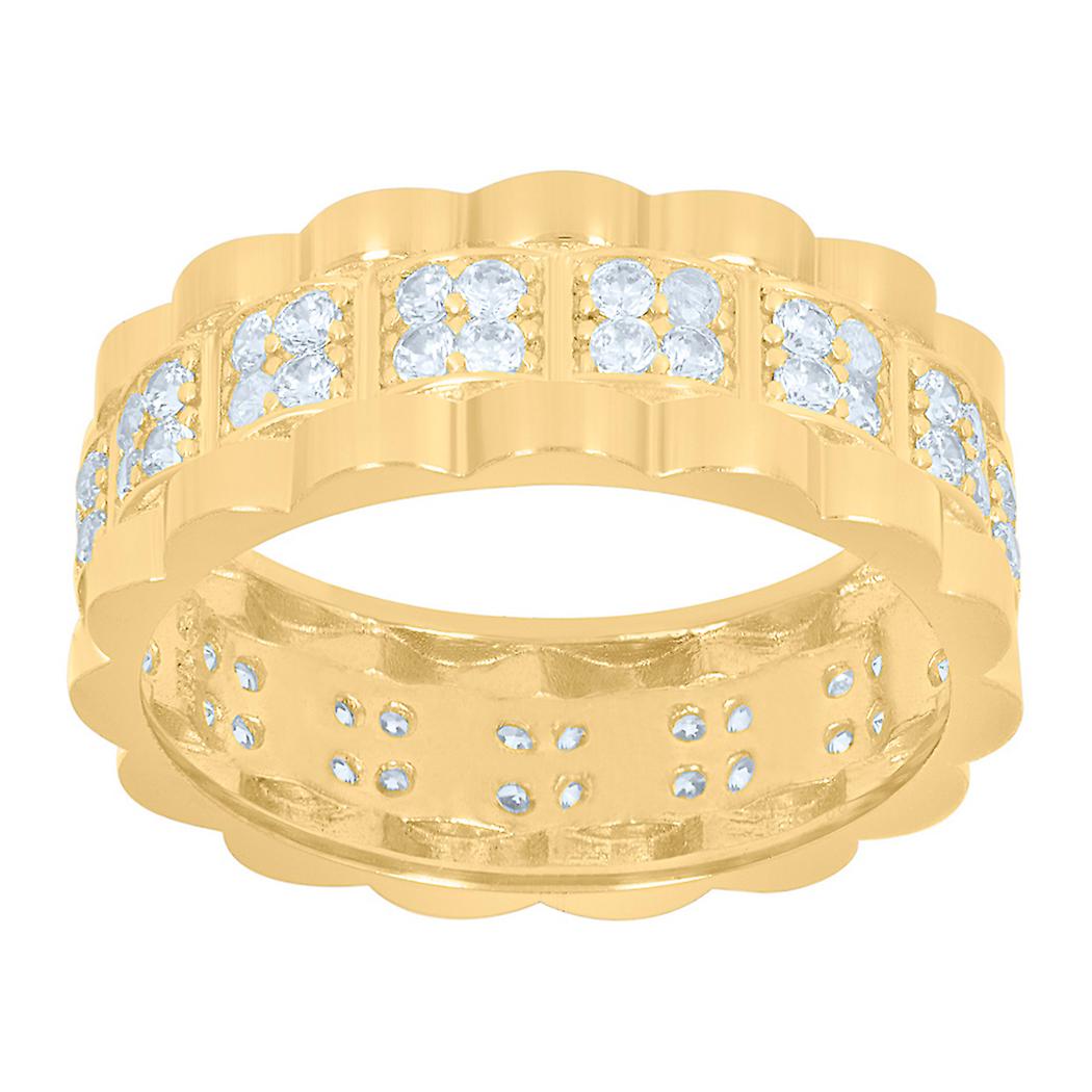 10k Two tone Gold Mens CZ Simulated Diamond Presidential Ring-Ring for Men - 5.7 Grams