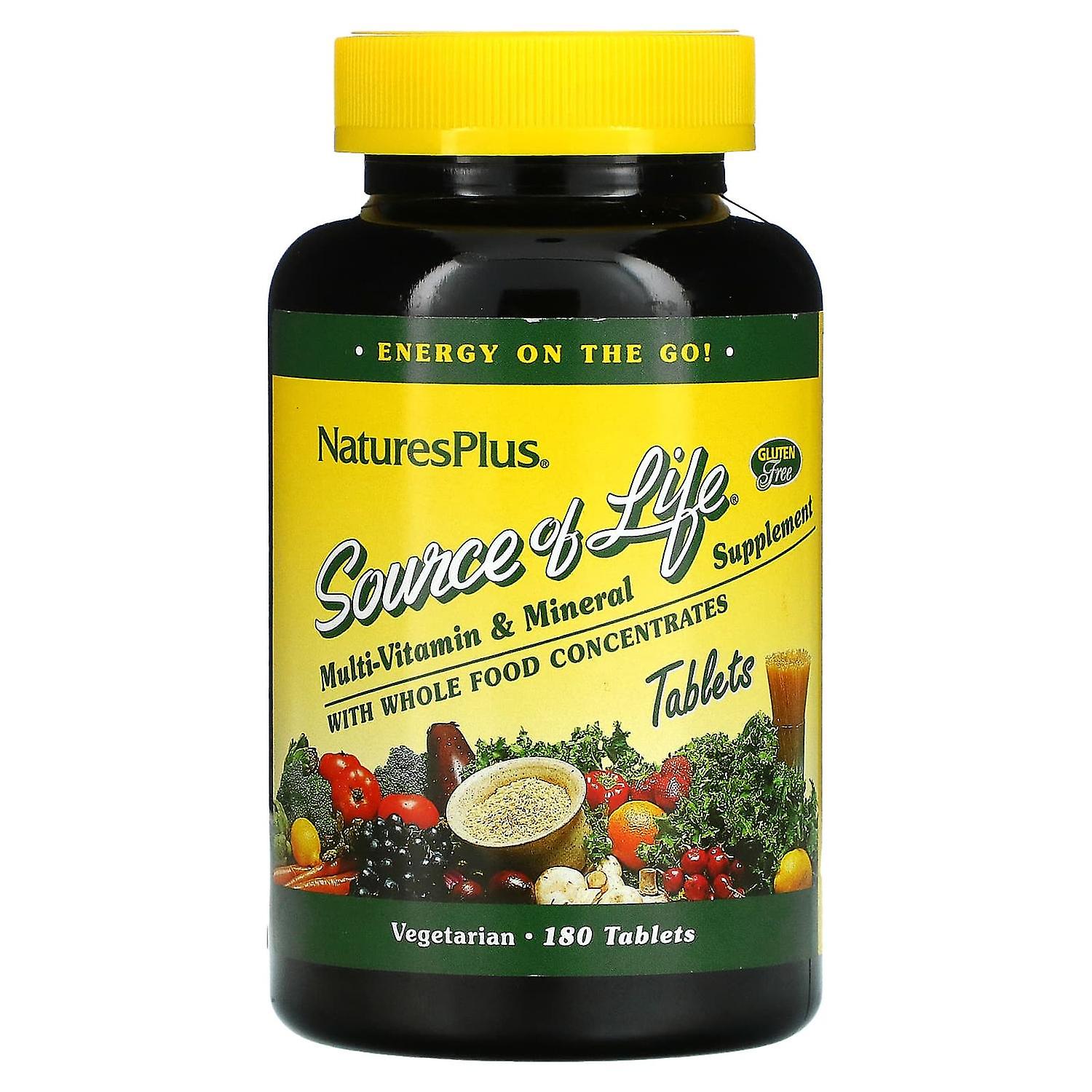 NaturesPlus, Source of Life, Multi-Vitamin & Mineral Supplement with Whole Food Concentrates, 180 Ta