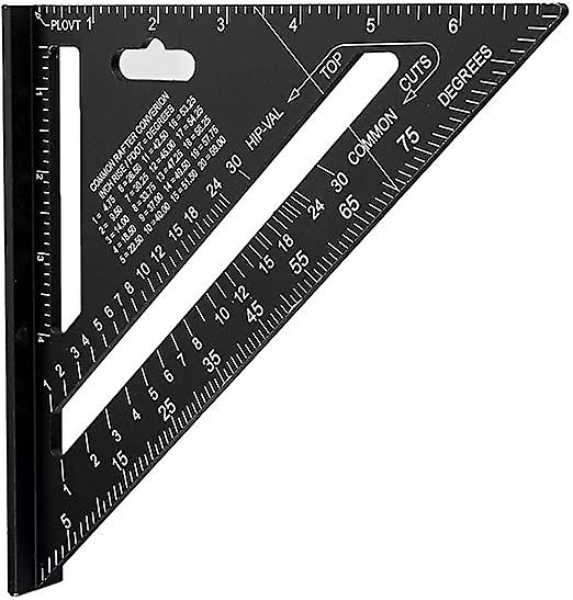 12inch Wooden Angle Ruler Triangular Aluminum Alloy Measuring Ruler Metric/Imperial Triangle Angle Protractor (Color : Silver, Size: 12Inch)