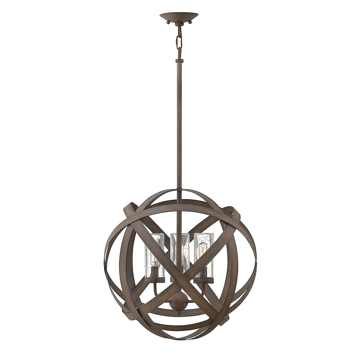 Carson 3 Light Outdoor Ceiling Pendant Light Iron IP44, E14