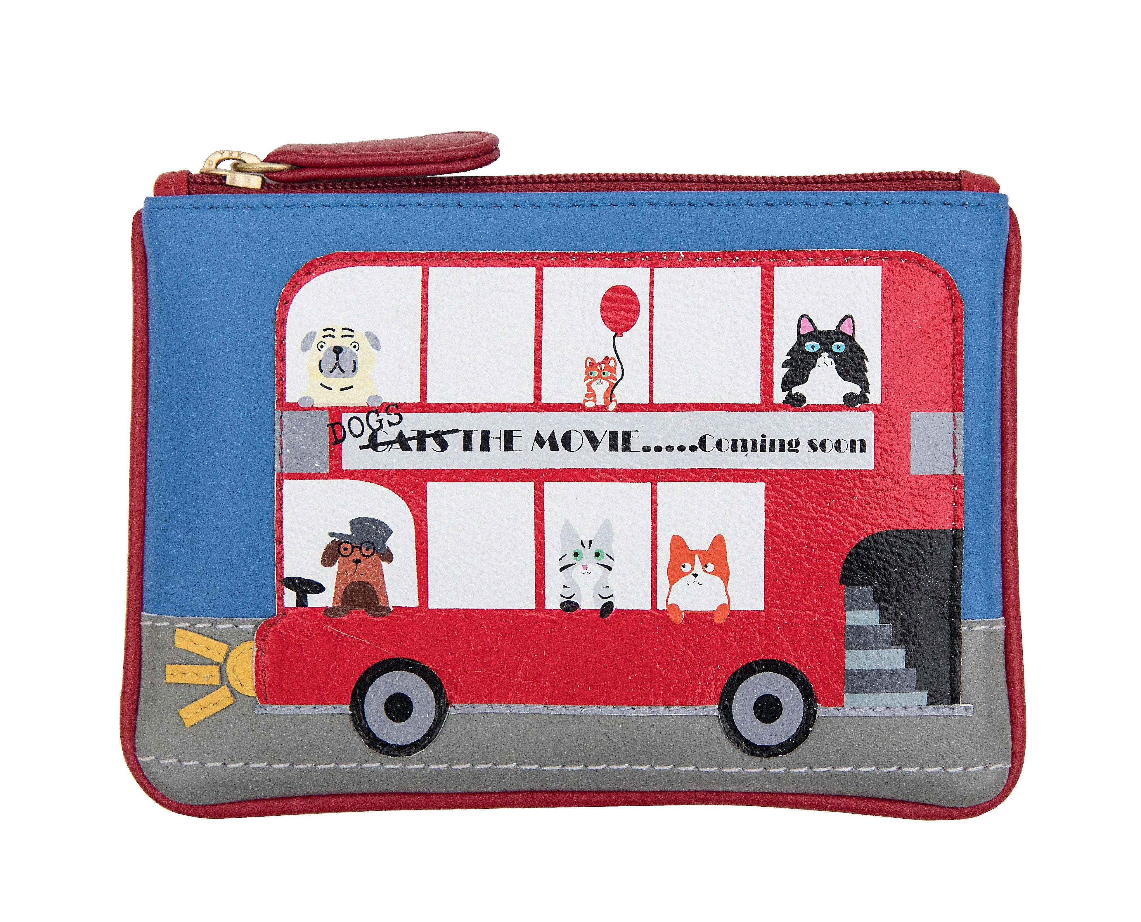 Red Bus Cats On The Move Rfid Coin Picture Purse - 725