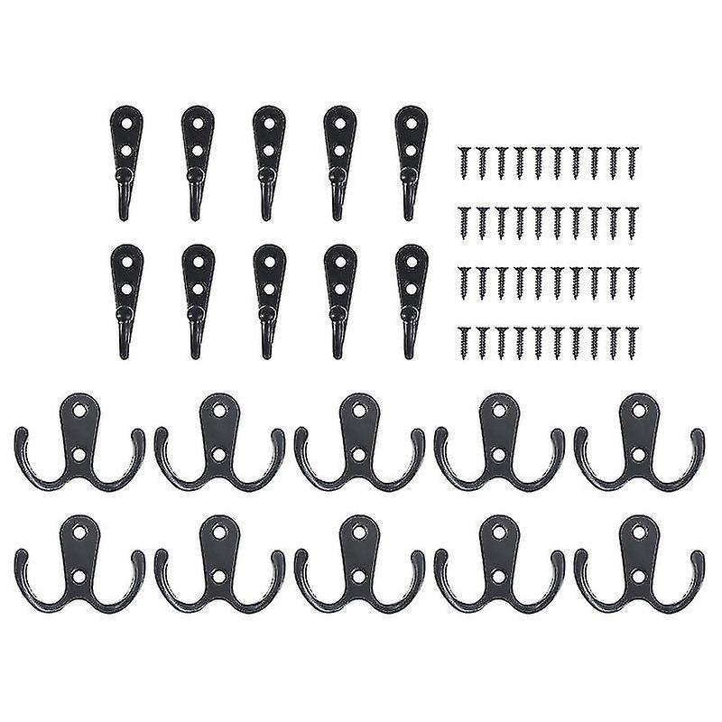 20 Sets Spray Paint Coat Hat Hook Simple Single Hook Double Hook (2 Styles)