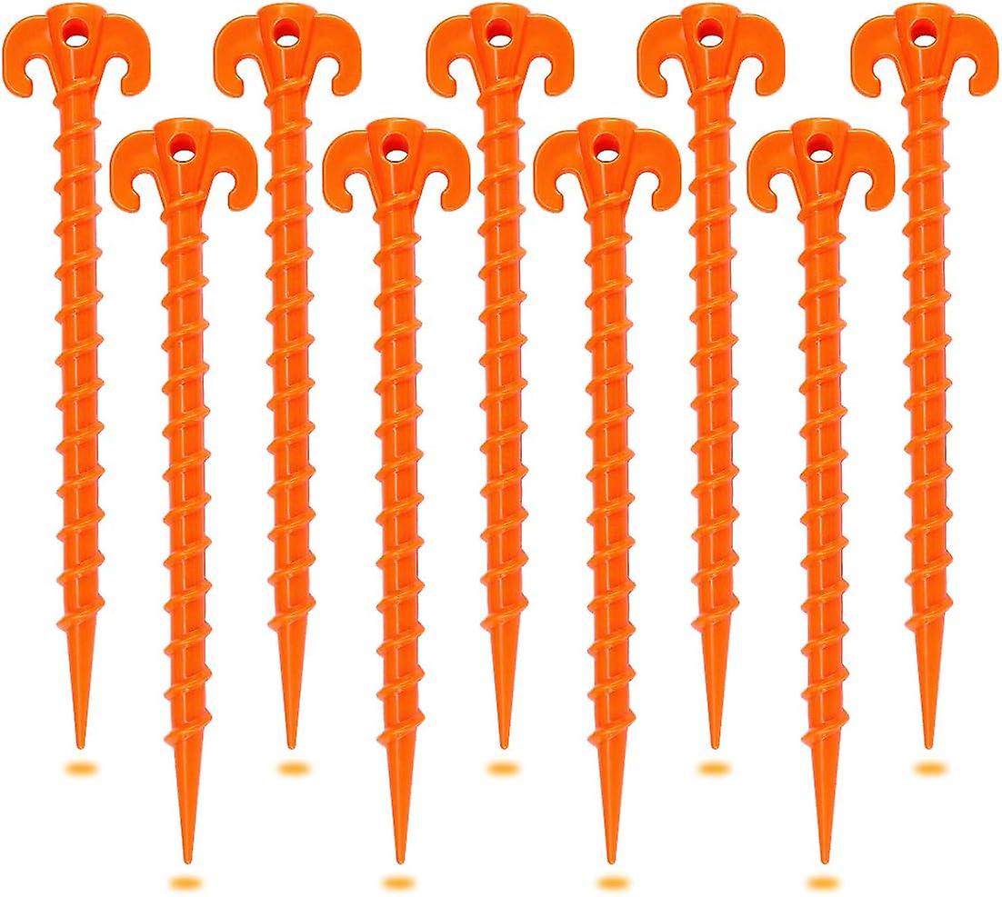 スパイラルプラスチックテントステークス15パック-10インチヘビーデューティービーチテントペグキャノピーステークス-キャンプに欠かせないギア