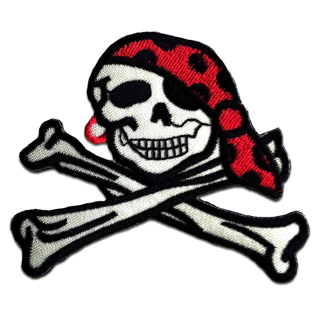 Patch / iron-on patch - Pirate skull - white - 8.5 x 7.4 cm - Iron-on patches