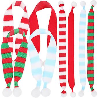8 stuks Mini Kerstmis Wijn Decor Sjaal Xmas Huisdier Gebreide Sjaal Diy Pop Kleding Speelgoed Voor Cadeau Huisdier Hond Kat Cadeau Decoratie Ambachten