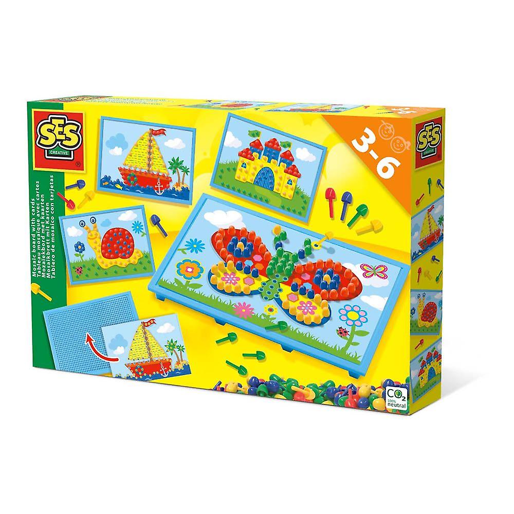Ses creative mosaic board with cards, 3 to 6 years