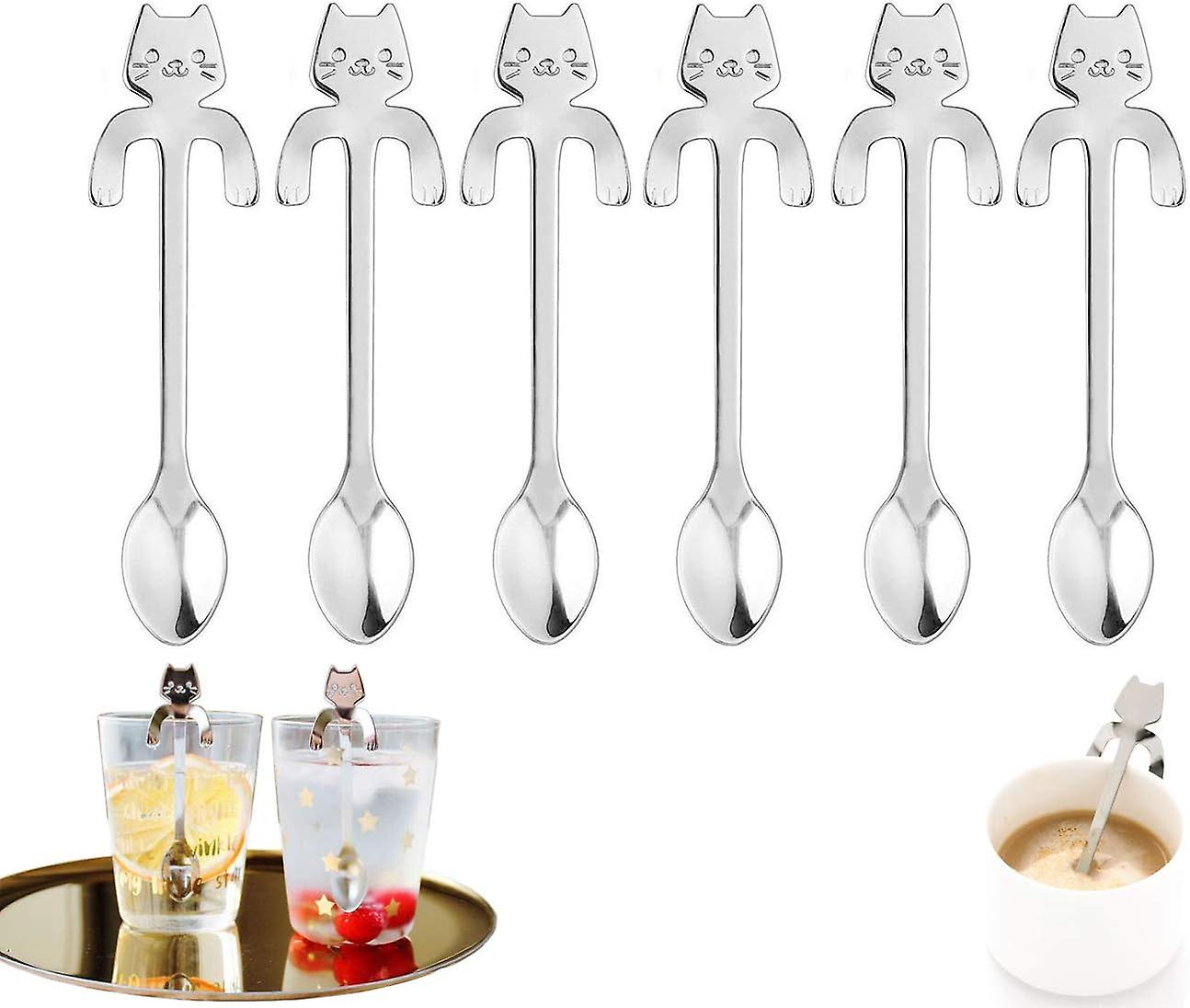 Cat Teaspoons, Stainless Steel, Dessert Spoons