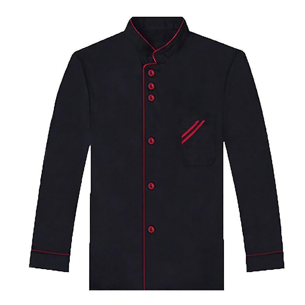 Unisex Kort Långärmad Kockjacka Kappa Hotell Kök Service Uniform Arbetskläder-xdd
