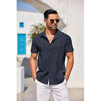 Men's Cuban Guayabera Shirt Short Sleeve Button Down Shirts Casual Summer  Beach Linen Shirts-xdd | Fruugo NO