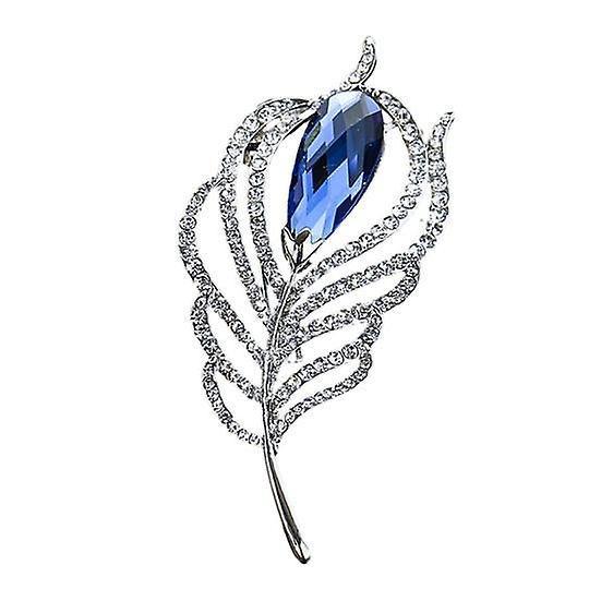 Brooch Peacock Feather Shape Hollow Shiny Rhinestone Stainless Exquisite Colorfast Luxury Bag